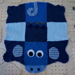 Cate & Levi 100% Wool Eco-Friendly Knitted Blue Baby Play mat Handmade In Canada